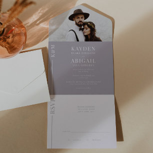 Convite para Casamento de Linha Limpa Lilac