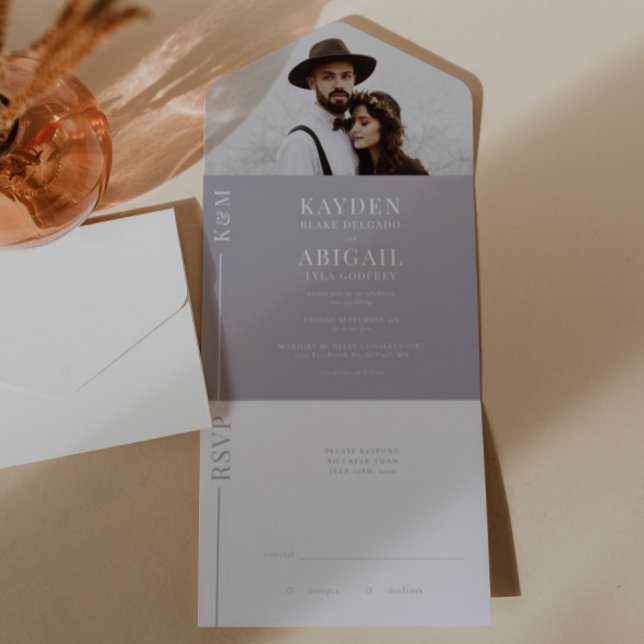 Convite para Casamento de Linha Limpa Lilac (Criador carregado)