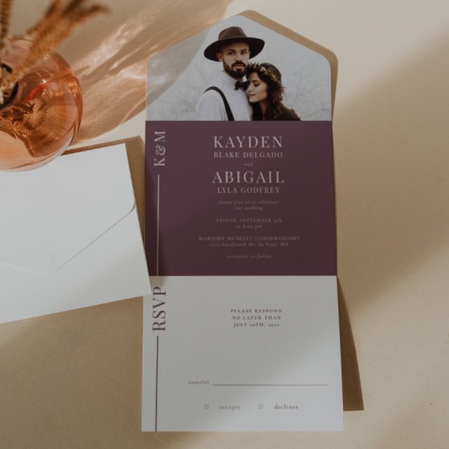 Convite para Casamento de Linha Limpa Mauve (Criador carregado)