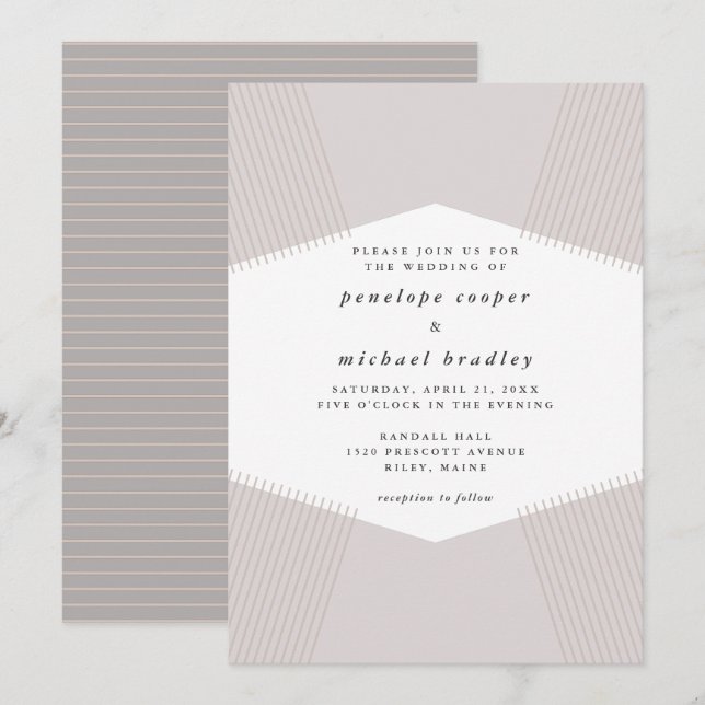 Convite para Casamento de Linhas Modernas (Frente/Verso)