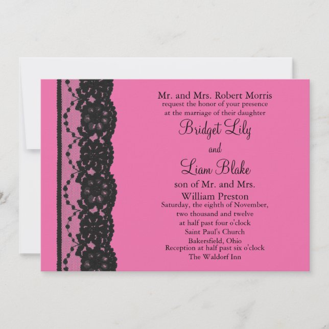 Convite para Casamento de Locais (fuchsia) (Frente)