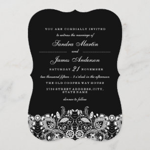 Convite para Casamento de Locais Pretos Brancos El