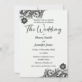 Convite para Casamento de Locais Pretos e Brancos