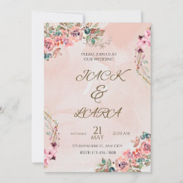Convite para Casamento de Luxo Rosa