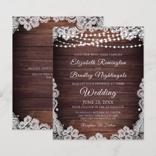 Convite para Casamento de Luz Branca de Luz Rústic (Frente/Verso)