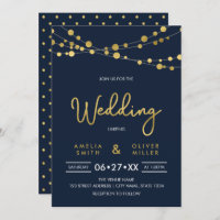 Convite para Casamento de Luzes Azuis Elegante