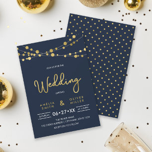 Convite para Casamento de Luzes Azuis Elegante