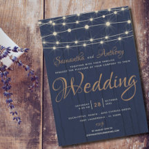 Convite para Casamento de Luzes de Corda de Marinh