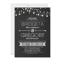 Convite para Casamento de Luzes de Corda de Quadro