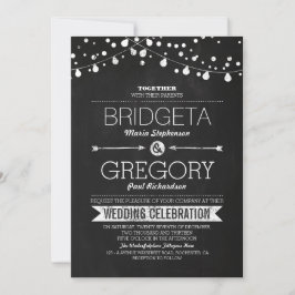 Convite para Casamento de Luzes de Corda de Quadro