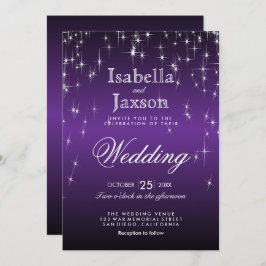 Convite para Casamento de Luzes Roxas Elegante