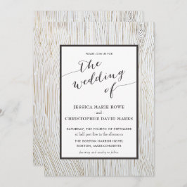 Convite para Casamento de Madeira Dourada Rústica