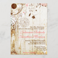 Convite para Casamento de Madeira Floral Chique Vi
