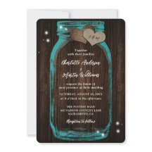 Convite para Casamento de Madeira Rustic Teal Maso