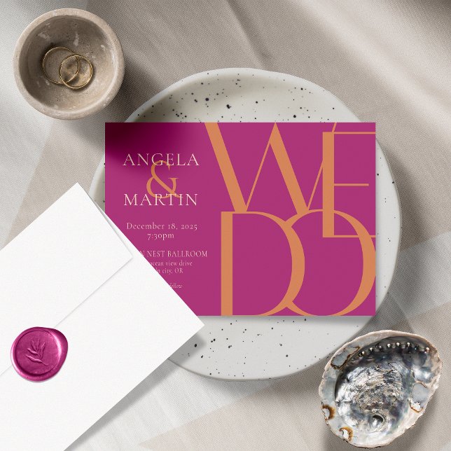 Convite para Casamento de Magenta Laranja Mole Min (Criador carregado)