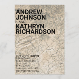 Convite para Casamento de Mapa de Vintage