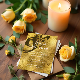 Convite para casamento de mapas Dourados russos an