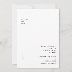 Convite para Casamento de Marfim Minimalista Elega