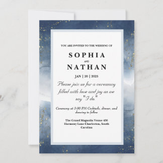 Convite para Casamento de marinho Azul-Cria com Do