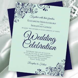 Convite para Casamento de Marinho Azul e Verde da 