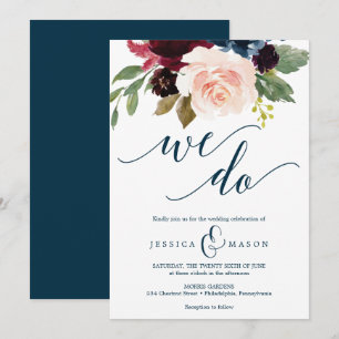 Convite para Casamento de Marinhos Burgundy