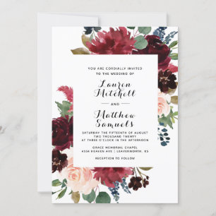 Convite para Casamento de Marinhos Marsala Burgund