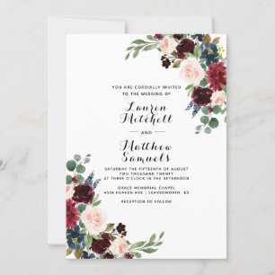 Convite para Casamento de Marinhos Marsala Burgund