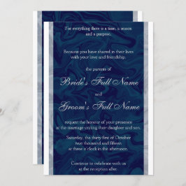 Convite para Casamento de Mármore Azul e Cinza Ele