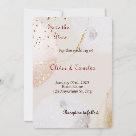 Convite para Casamento de Mármore Dourado e Branco