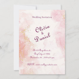 Convite para Casamento de Mármore Dourado e Branco