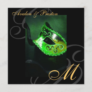 Convite para casamento de Mascarada Máscara Verde