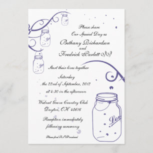 Convite para Casamento de Mason Jar e Firefly - Uv