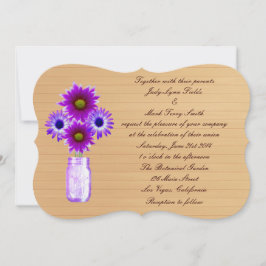 Convite para Casamento de Mason Jar, Roxo Rústico