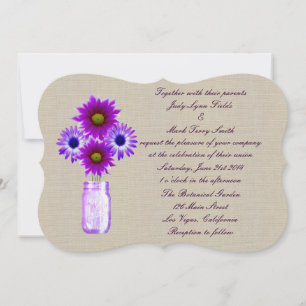 Convite Para Casamento De Mason Jar Roxo Rústico B