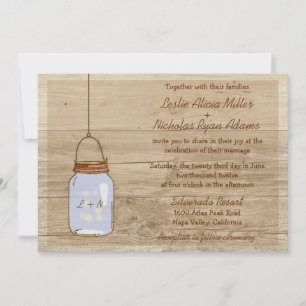 Convite Para Casamento De Mason Jar Rustic De Wood