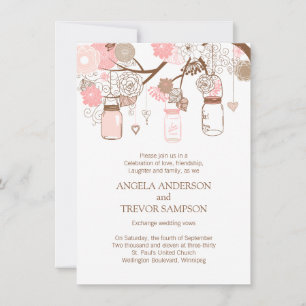 Convite Para Casamento De Mason Jar Whimsical