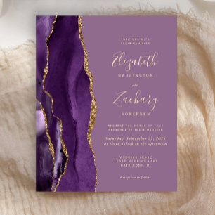 Convite para Casamento de Mauve Mauve Agate Dourad