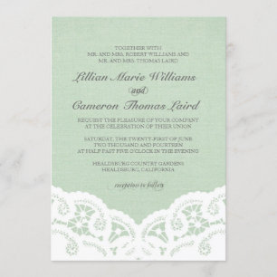 Convite para Casamento de Mint Lace Elegante