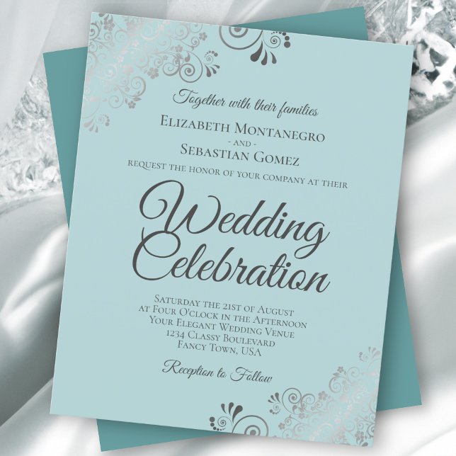 Convite para Casamento de Mint & Teal Frilly BUDGE (Criador carregado)