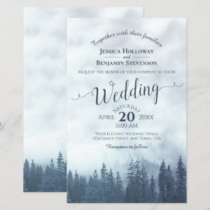 Convite para Casamento de Misty Blue Pines BUDGET