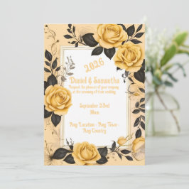 Convite para Casamento de Modelo de Quadro de Rosa