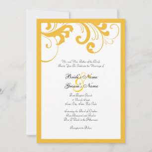 Convite para Casamento de Molas Amarelas e Brancas