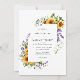 Convite para Casamento de Molas Florais de Girasso