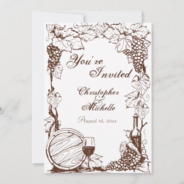 Convite para Casamento de Moldes de Desenho de Vin (Frente)