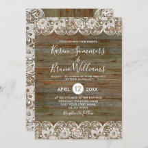 Convite para Casamento de Moldes de Madeira e Lace