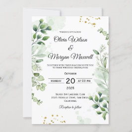 Convite para Casamento de Moldura Chic Greenery