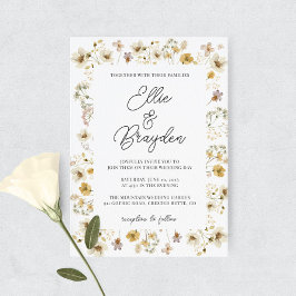 Convite para Casamento de Moldura de Flor Selvagem