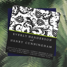 Convite para Casamento de Monograma do Damasco Ver