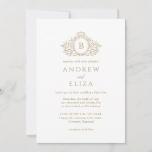 Convite para Casamento de Monograma Dourado Chic M