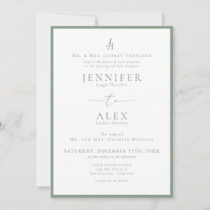 Convite para Casamento de Monograma Elegante Cláss